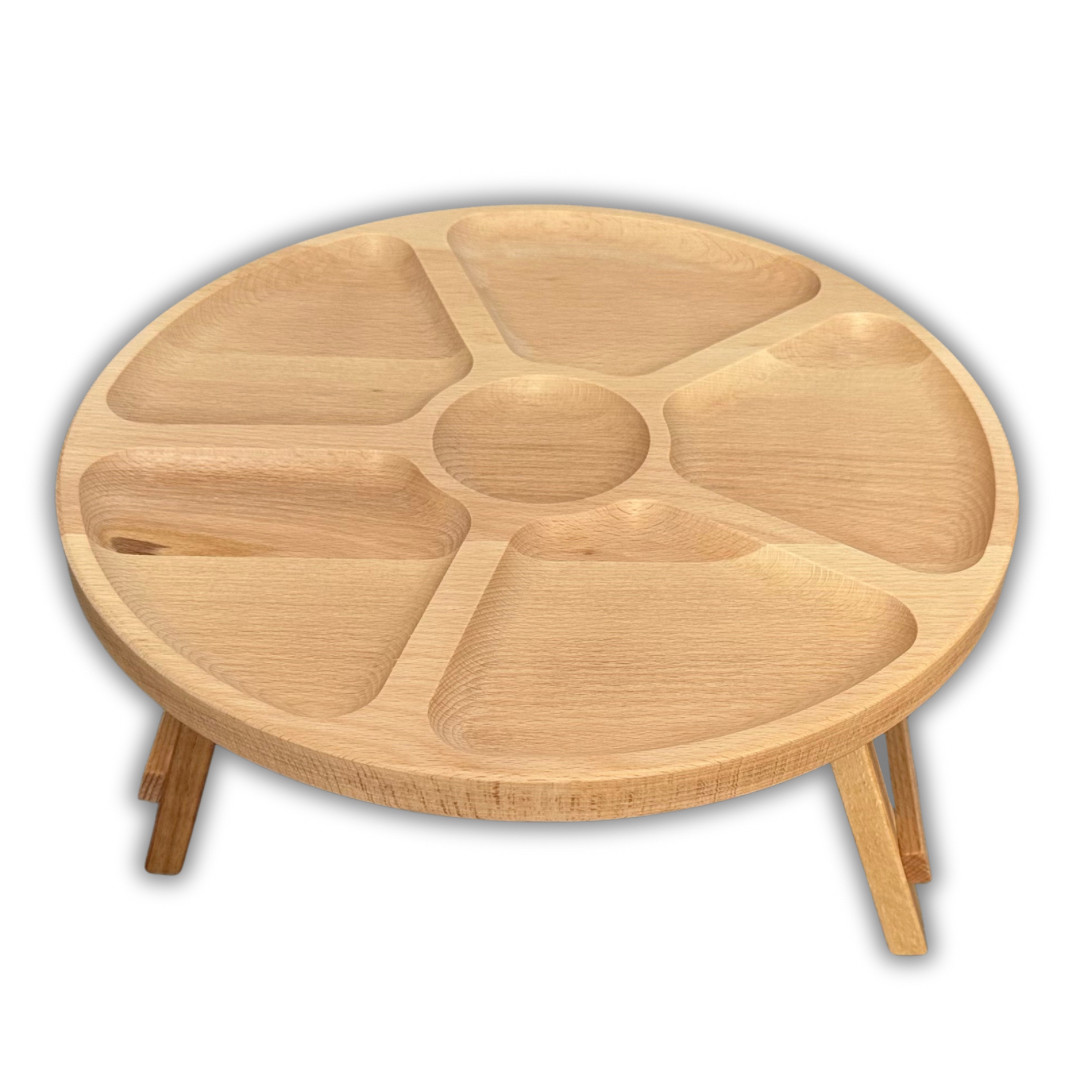 Винний столик-менажниця, бук, 35*35*17 см, фото 1