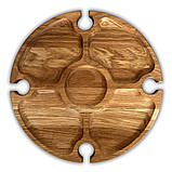 Винний столик-менажниця, дуб, 35*35*17 см, 4 келихи, фото 2