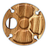 Винний столик-менажниця, дуб, 35*35*17 см, 4 келихи, фото 2