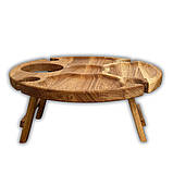 Винний столик-менажниця, дуб, 35*35*17 см, 4 келихи, фото 3