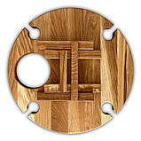 Винний столик-менажниця, дуб, 35*35*17 см, 4 келихи, фото 4