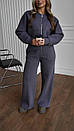 Жіночий теплий костюм на флісі з кофтою на блискавці та розкльошеними штанами (р. 42-48) 4so3761, фото 10