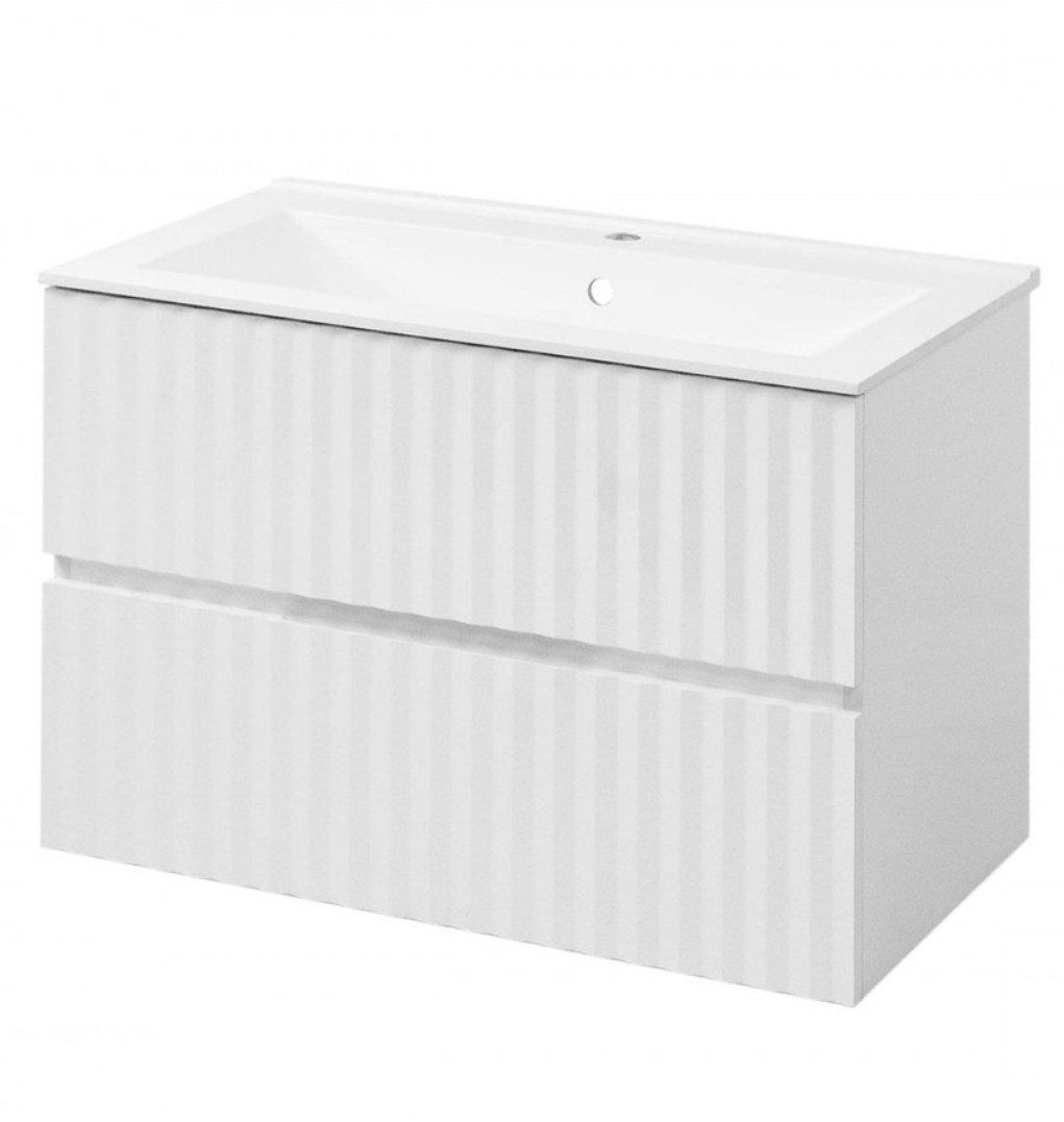 Тумба 80 см підвісна з умивальником "Еліт", біла, фото 1