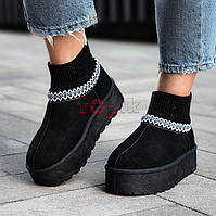 На 41р! Уггі на платформі короткі жіночі чорні Угги на платформе короткие женские черные (Код: 3460)