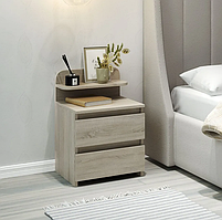 Тумба приліжкова MebelProff ПКТ-20, тумбочка приліжкова з висувними ящиками, тумба в спальню дуб сонома