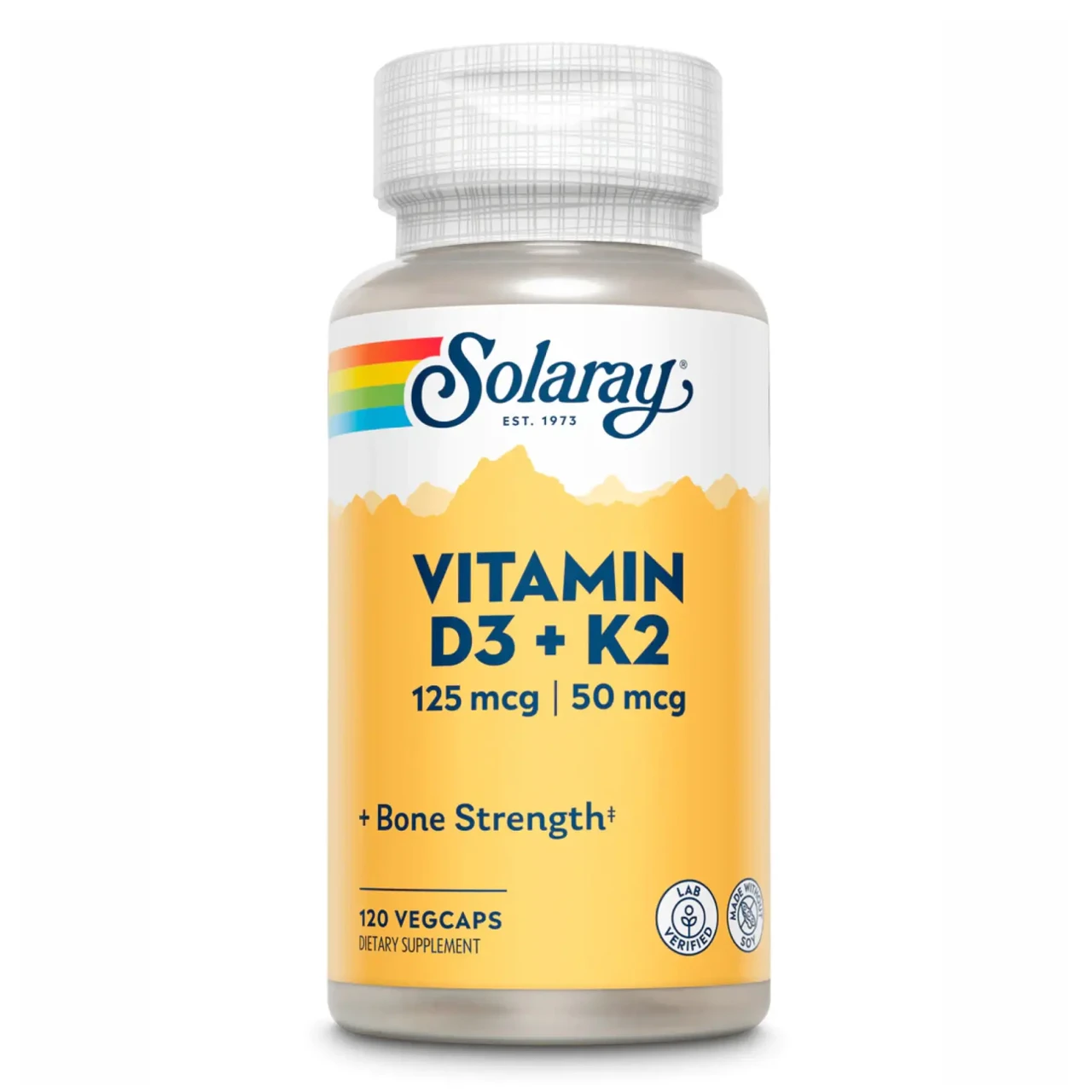 Вітамін Д3 з К2 , Vitamin D3 + K2 5000IU - 120 vcaps, Solaray