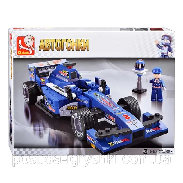 Конструктор M38-B0353 Автоформула, машинка, 287 деталей, фігурки 2 шт, в коробці, 33-24-5,5 см, фото 1