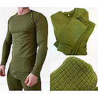 Термобілизна олива ЗСУ зимові мікрофліс. Термобілизна кубик вафелька олива.