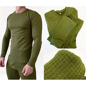 Термобілизна олива ЗСУ зимові мікрофліс. Термобілизна кубик вафелька олива.