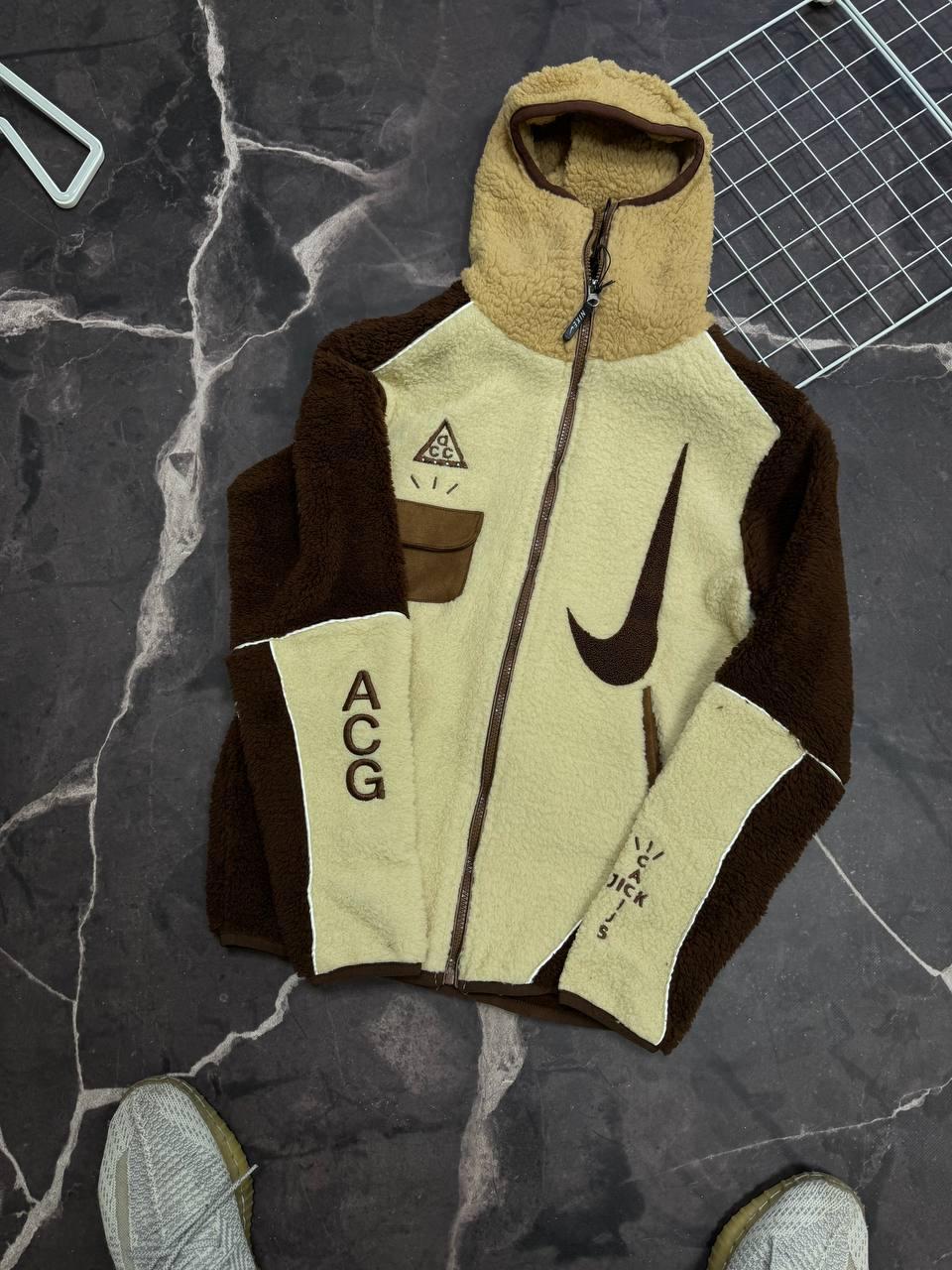 Кофта зіпка чоловіча Nike ACG плюшева коричнева, фото 1