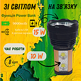 Акумуляторний LED ліхтар DAT AT-398 15W USB із сонячною панеллю та функцією Power Bank 9000mAh -AAL-15., фото 3