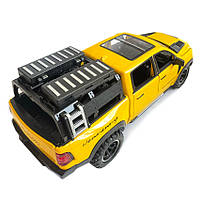 Машинка металева Dodge RAM 1000 TRX Mammoth Пікап 1:32 Додж жовтий звук світло інерція відкр двері багажник капот 17*7*6,5см, фото 4