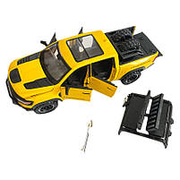 Машинка металева Dodge RAM 1000 TRX Mammoth Пікап 1:32 Додж жовтий звук світло інерція відкр двері багажник капот 17*7*6,5см, фото 5