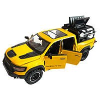 Машинка металева Dodge RAM 1000 TRX Mammoth Пікап 1:32 Додж жовтий звук світло інерція відкр двері багажник капот 17*7*6,5см, фото 6