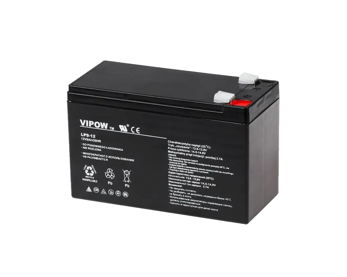 Акумулятор AGM гелевий VIPOW 12V 9Ah для систем сигналізації