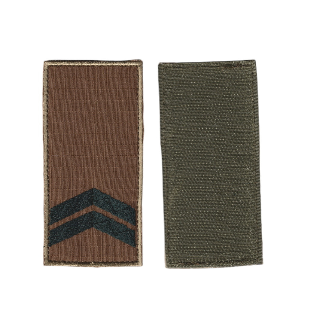 Погон молодшого сержанта військовий / армійський шеврон ЗСУ, чорний колір на бежевому. 10 см * 5 см, фото 1