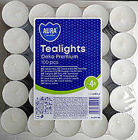 Свічки чайні декоративні Tealights Deko Premium 4 години горіння 100 штук Aura Bispol Польща