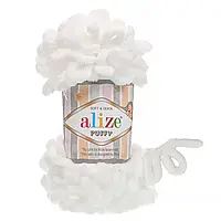 Пряжа Alize Puffy Алізе Пуффі велика петля білий 55