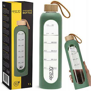 Пляшка для води спортивна 4FIZJO 1000 мл скляна Olive (P-5905973403900)