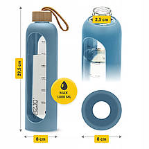 Пляшка для води спортивна 4FIZJO 1000 мл скляна Blue (P-5905973403894), фото 3