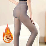 Колготи жіночі, теплі з імітацією капрону, на щільному флісі. Сірі 44-48 р, фото 4