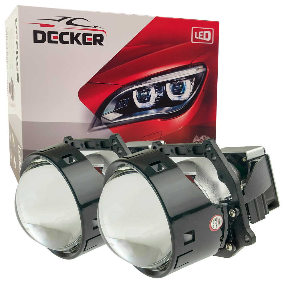 Світлодіодна лінза модуль для фар Decker LED BL 3.0" R-9 55W 5500K комплект 2 шт