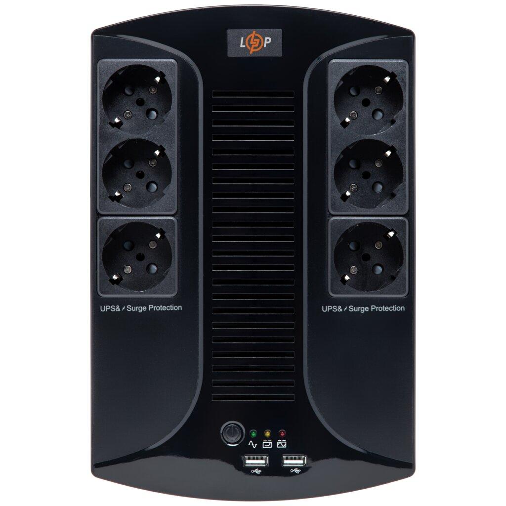 Джерело безперебійного живлення LogicPower LP 650VA-6PS (455Вт) з акумулятором