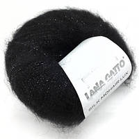 Пряжа Сілк Мохер з люрексом Люкс Lana Gatto чорний 5000 Silk Mohair Lux