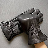 Чоловічі шкіряні рукавиці із оленячої шкіри. Якісні м'які перчатки із натуральної шкіри, фото 5