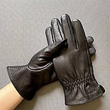 Чоловічі шкіряні рукавиці із оленячої шкіри. Якісні м'які перчатки із натуральної шкіри, фото 2