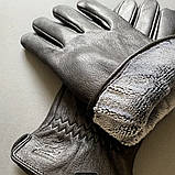 Чоловічі шкіряні рукавиці із оленячої шкіри. Якісні м'які перчатки із натуральної шкіри, фото 3