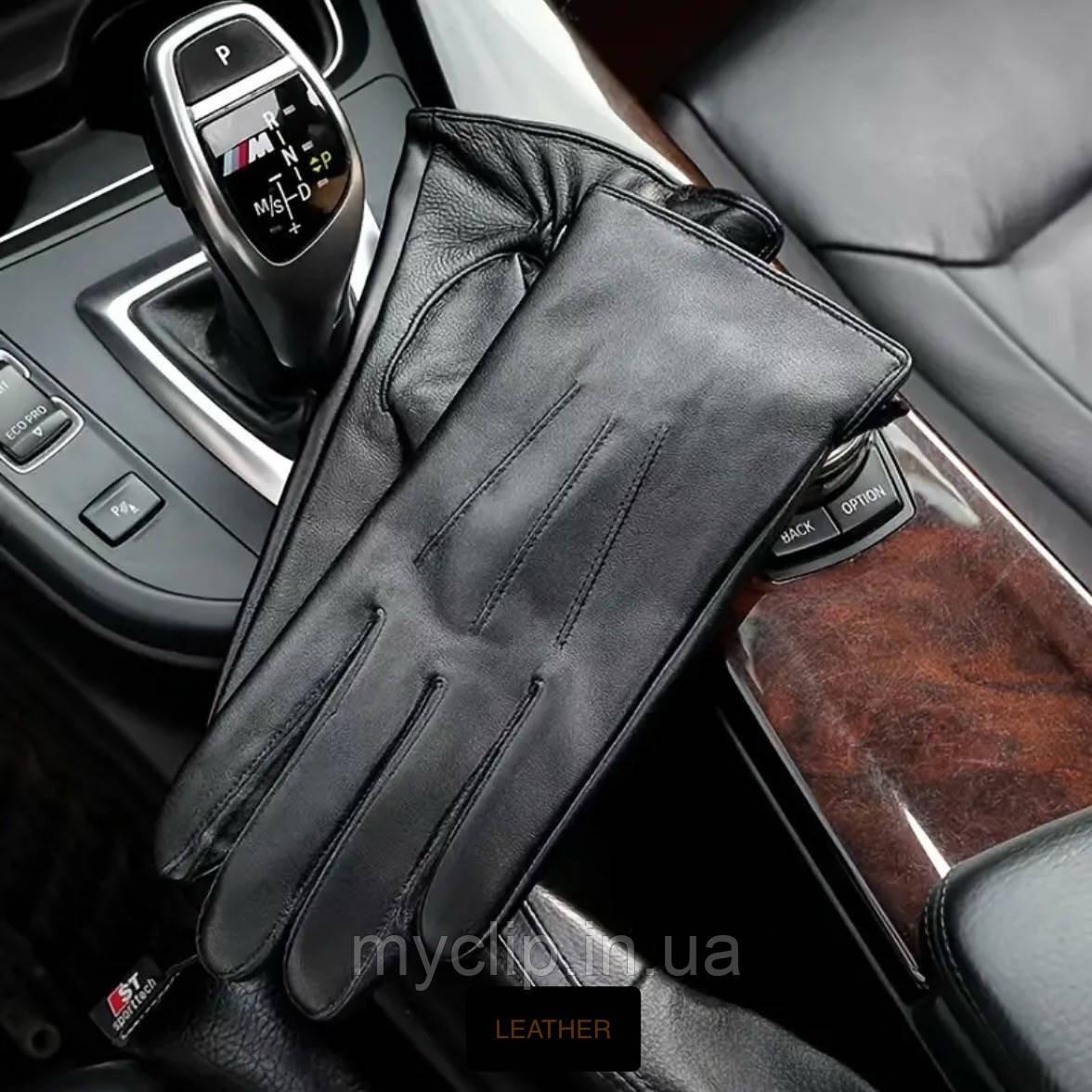 Чоловічі якісні шкіряні рукавиці. М'яка шкіра. Натуральна вовняна підкладка, фото 1
