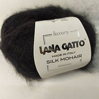 Пряжа Сілк Мохер Lana Gatto чорний 6037 Silk Mohair