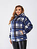 Жіноча тепла флісова кофта-куртка в клітинку з підкладом овчини, батал великі розміри, фото 6
