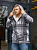 Чоловіча тепла флісова кофта-куртка в клітинку з підкладом овчини, фото 7