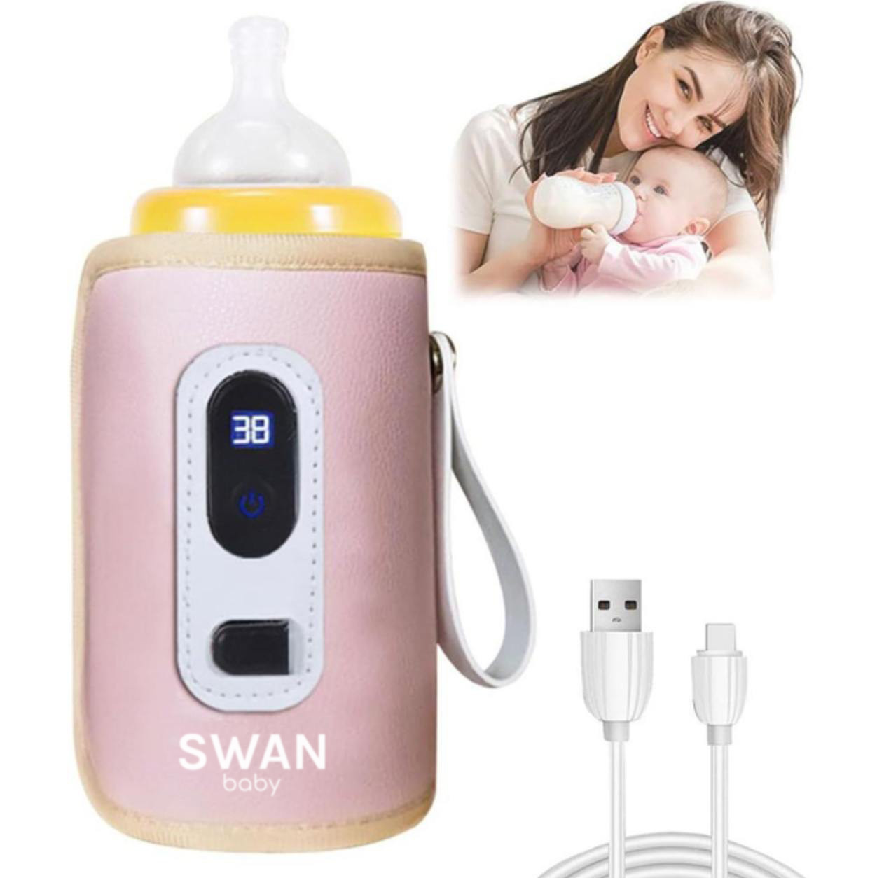 Підігрівник термос для пляшечок водонепроникний Swan Baby 2.0 портативний рожевий