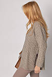 В'язаний джемпер жіночий із косичками, фото 2