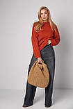 Жіночий в'язаний джемпер вільного крою — теракотовий колір, M (є розміри), фото 3