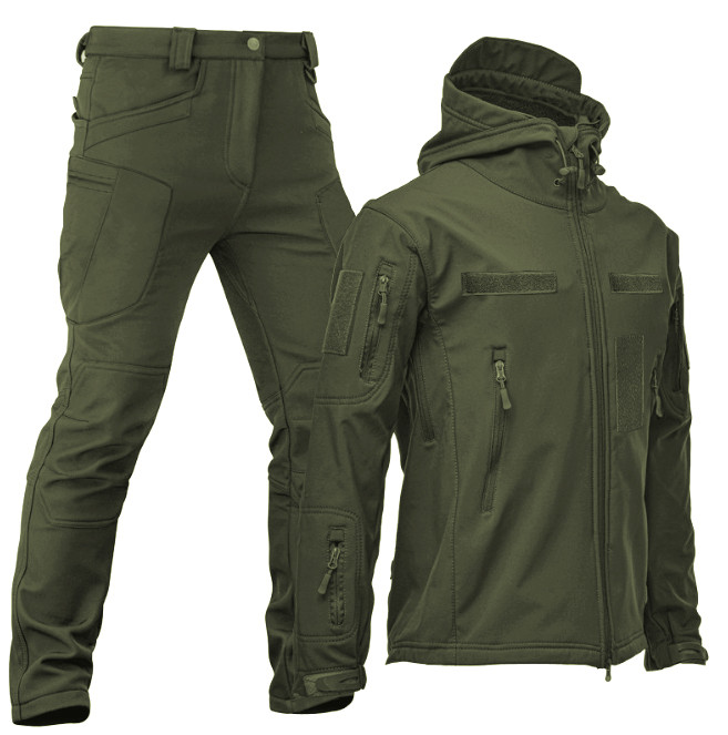 Костюм Energy на флісі олива софтшелл SoftShell куртка знімний капюшон та штани розмір М