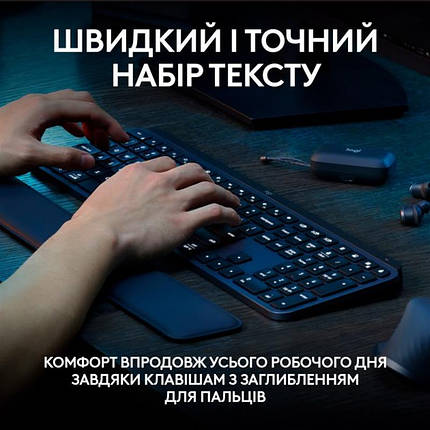 Клавіатура Wireless Logitech MX Keys S Plus Palm Rest Graphite (920-011589), фото 3