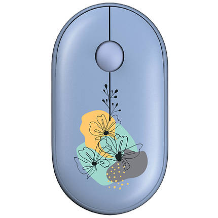 Мышь Wireless 2E MF300 Flora Mallow Silent WL BT Blue (2E-MF300WFLORABL), фото 1