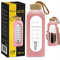 Пляшка для води спортивна 4FIZJO 750 мл скляна Pink (P-5905973404204) -UKMarket-