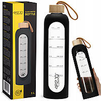 Пляшка для води спортивна 4FIZJO 1000 мл скляна Black (P-5905973403917) -UKMarket-