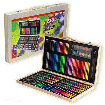 Великий дитячий художній набір для творчості та малювання у валізці на 220 предметів