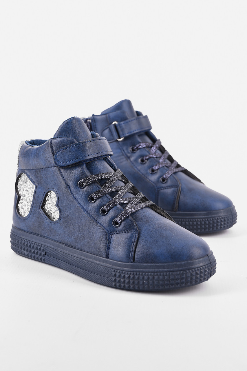 Черевики дитячі демісезон темно-синього кольору на шнурівці р.35 193678T Безкоштовна доставка, фото 1