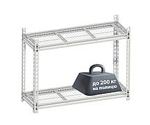 Стелаж металевий фарбований посилений (до 200 кг) на 2 полиці (1206х406х900 мм) ТМ "KOLCHUGA" (Кольчуга)