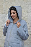 Подовжена тепла куртка для вагітних 2 в 1 зимова сірого кольору S, фото 4