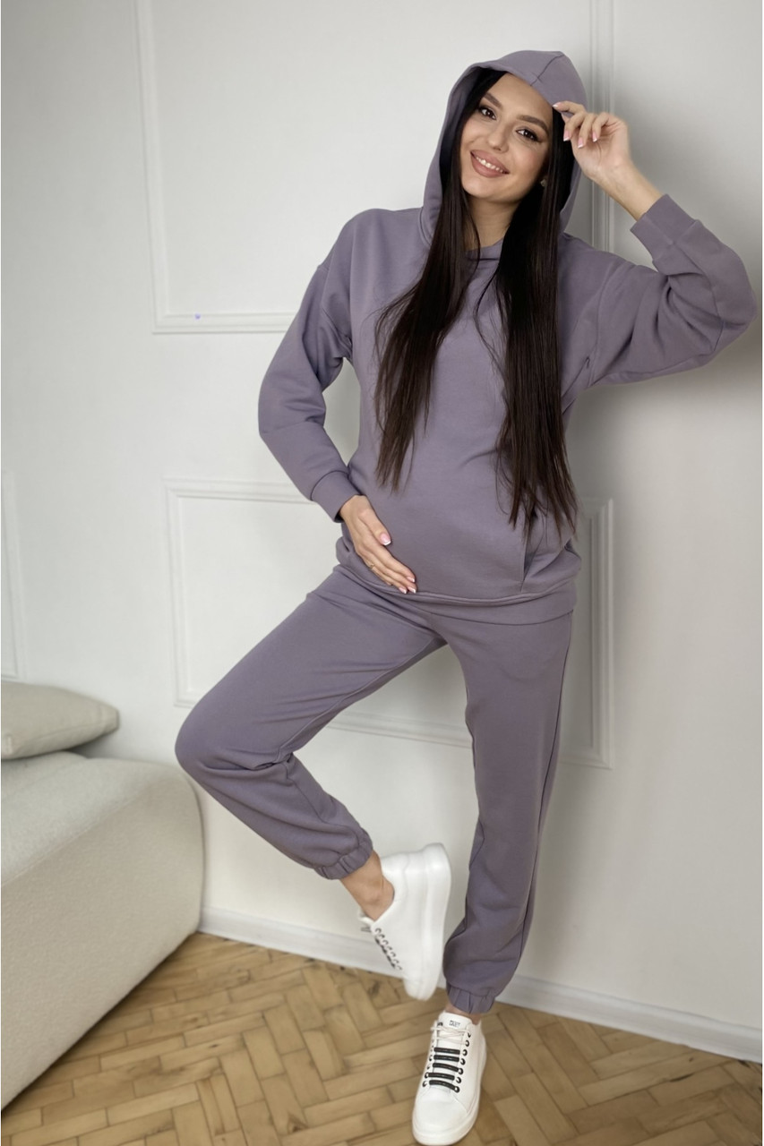 М'який костюм для вагітних та годуючих трьохнитка сірий S, фото 1