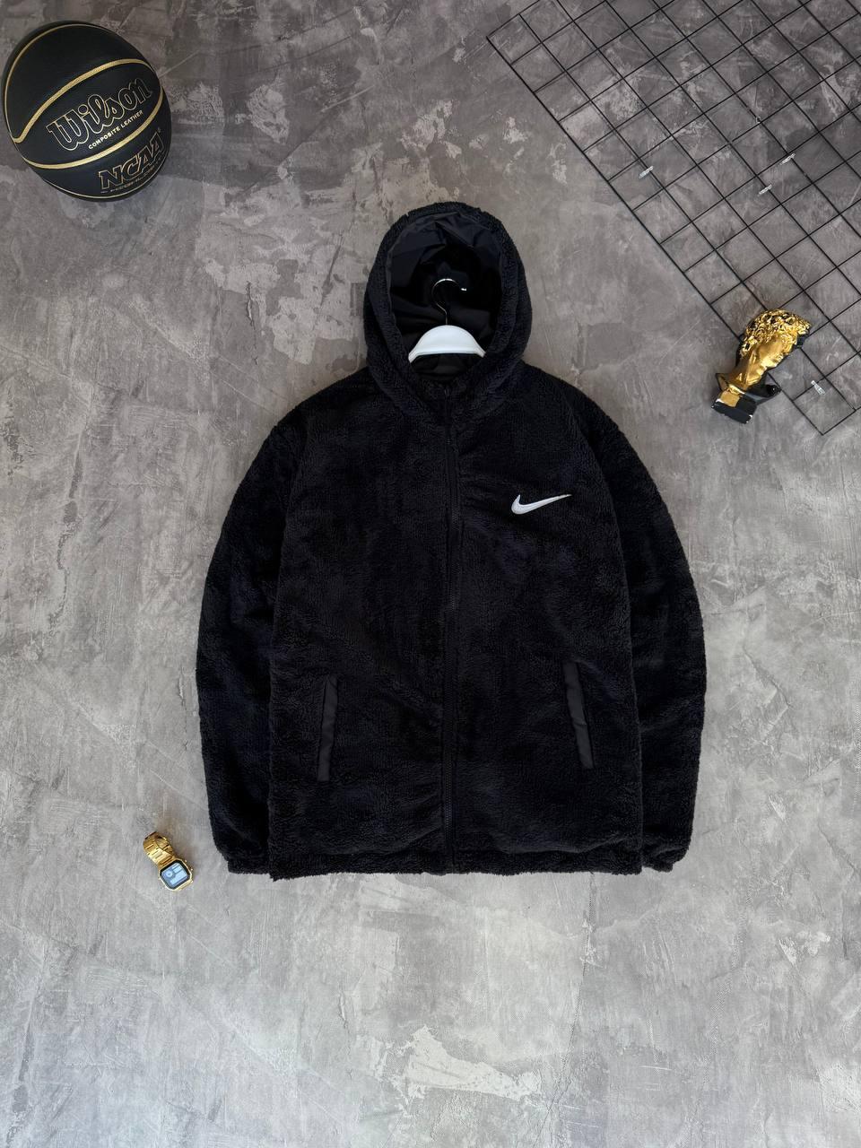 Чоловіча двостороння зимова куртка Nike M2183 чорна плюшева