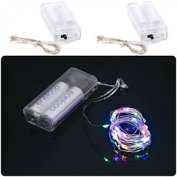 Гірлянда Ниточка на 2-х батарейках 20 лампочок 2 метри мультицвіт RJ-01(116364) G-Rich